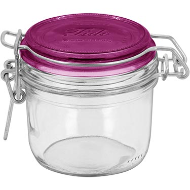 Pote Hermético Bormioli Rocco Fido Tampa Rosa Vidro 200ml 8x8x8cm Transparente