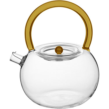 Bule Home&co Com Alça Amarela Borossilicato 900ml 16x13x13cm Transparente