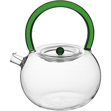 Bule Home&co Com Alça Verde Borossilicato 900ml 16x13x13cm Transparente